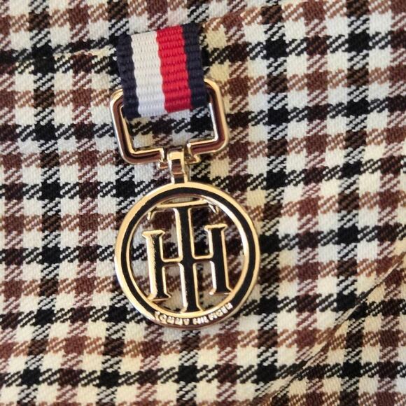 Tommy Hilfiger Womens Micro Check Pull On Ankle Trouser Pants Black Brown Size 6 - Picture 6 of 13